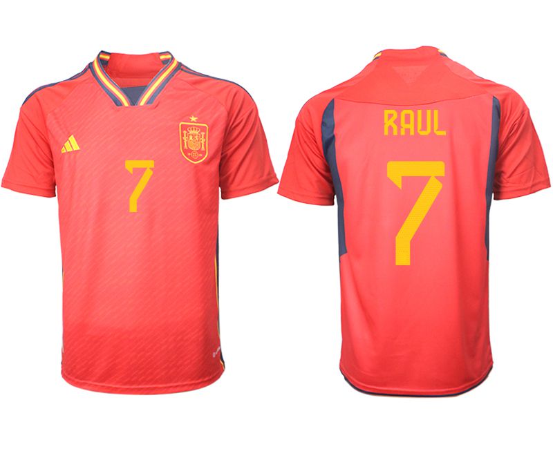 Men 2022 World Cup National Team Spain home aaa version red #7 Soccer Jerseys->customized soccer jersey->Custom Jersey